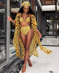 Africa Three Piece High Waist Cover Up Swimwear Areous