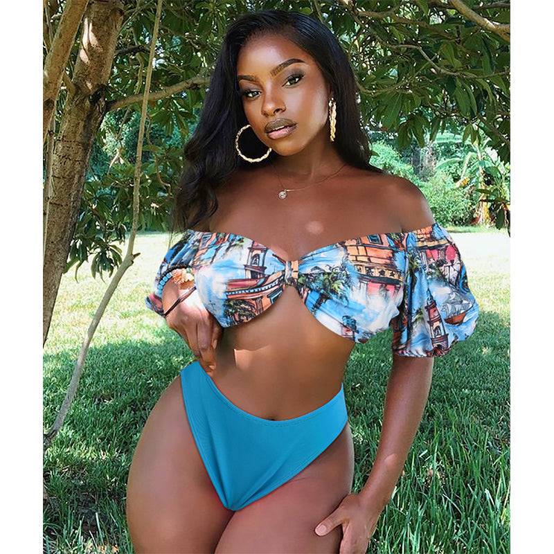 African Print Strapless Two-Piece Swimwear Areous