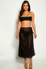 Black Bandeau Three Piece Swimsuit Areous