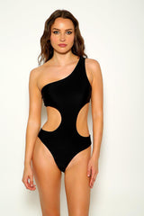 Black Cut Out Mesh Two Piece Swimsuit Areous