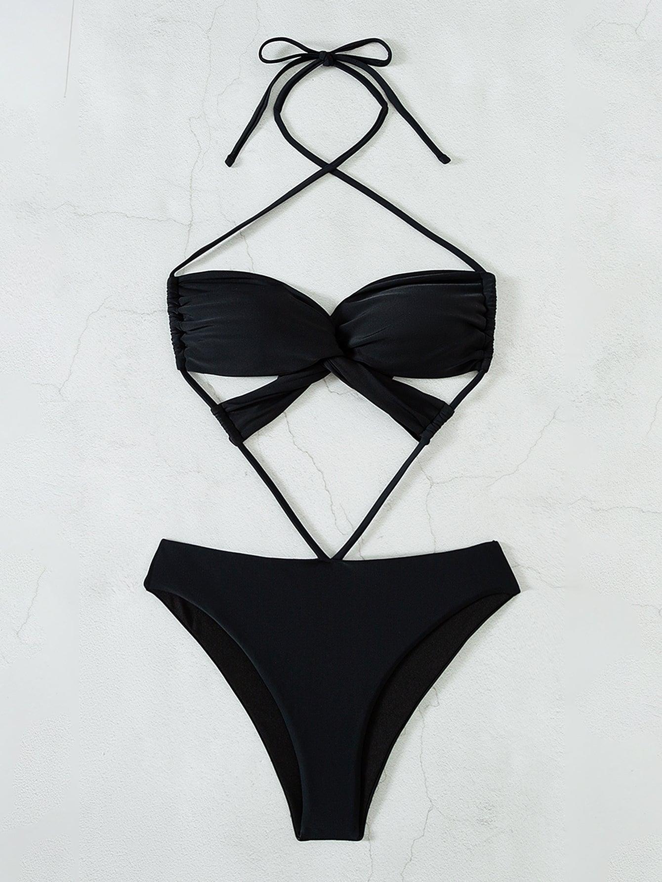 Black Cutout 1pc Swimsuit Areous