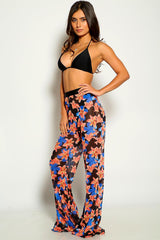 Black Floral Print Three Piece Swimsuit Areous