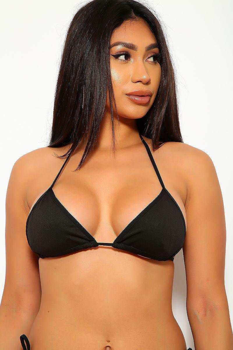 Black Halter Swimsuit Top Areous