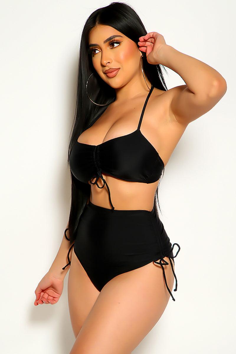 Black High Waist Two Piece Swimsuit Areous