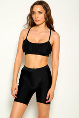 Black Sleeveless Two Piece Swimsuit Areous