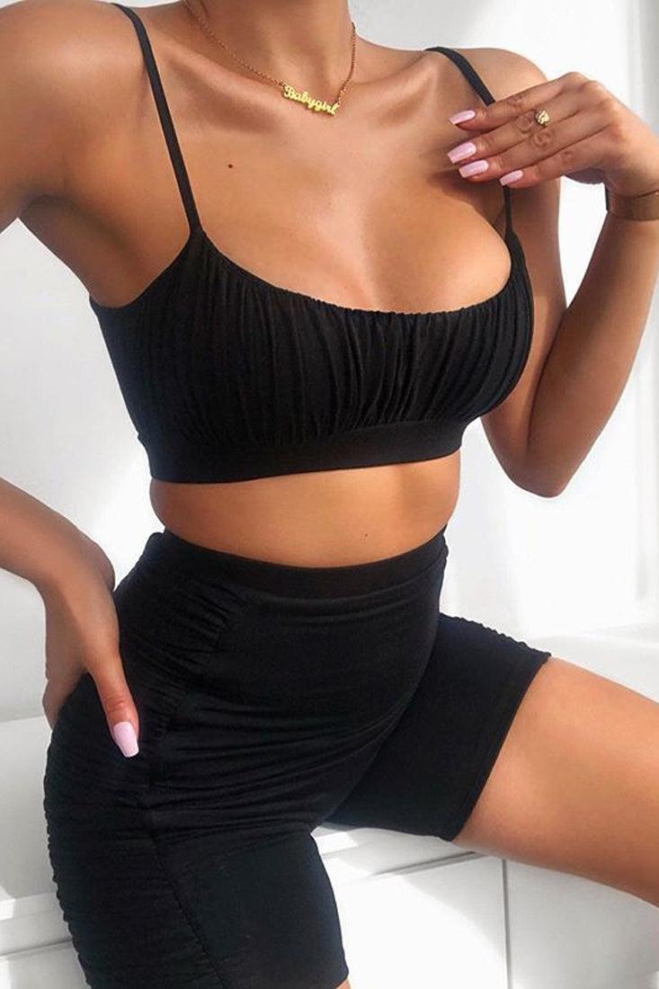 Black Sleeveless Two Piece Swimsuit Areous