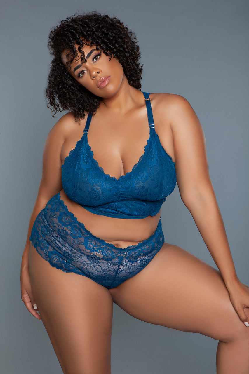 Blue Cami Set With Scalloped Edges | Plus Size Areous