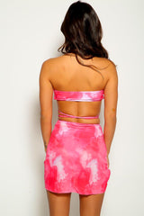 Fuchsia Printed Strappy Three Piece Swimsuit Areous