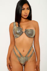 Gold Black Metallic Two Piece Swimsuit Areous