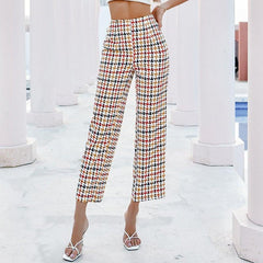 Houndstooth Straight Leg Pants