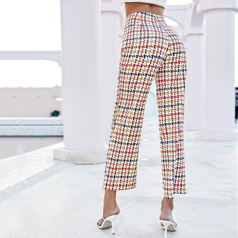 Houndstooth Straight Leg Pants