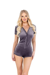 LI499 - Super Soft & Cozy Velour Romper with Snap Buttons Areous