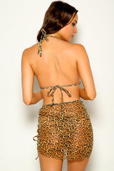 Leopard Print Cheeky Three Piece Swimsuit Areous