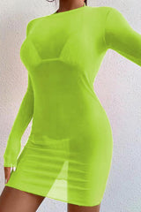 Lime Mesh Halter Three Piece Swimsuit Areous