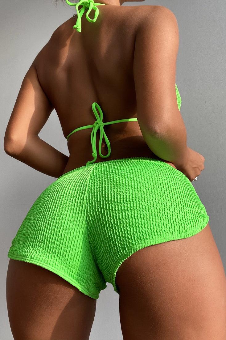 Lime Ruffled Cheeky Two Piece Swimsuit Areous