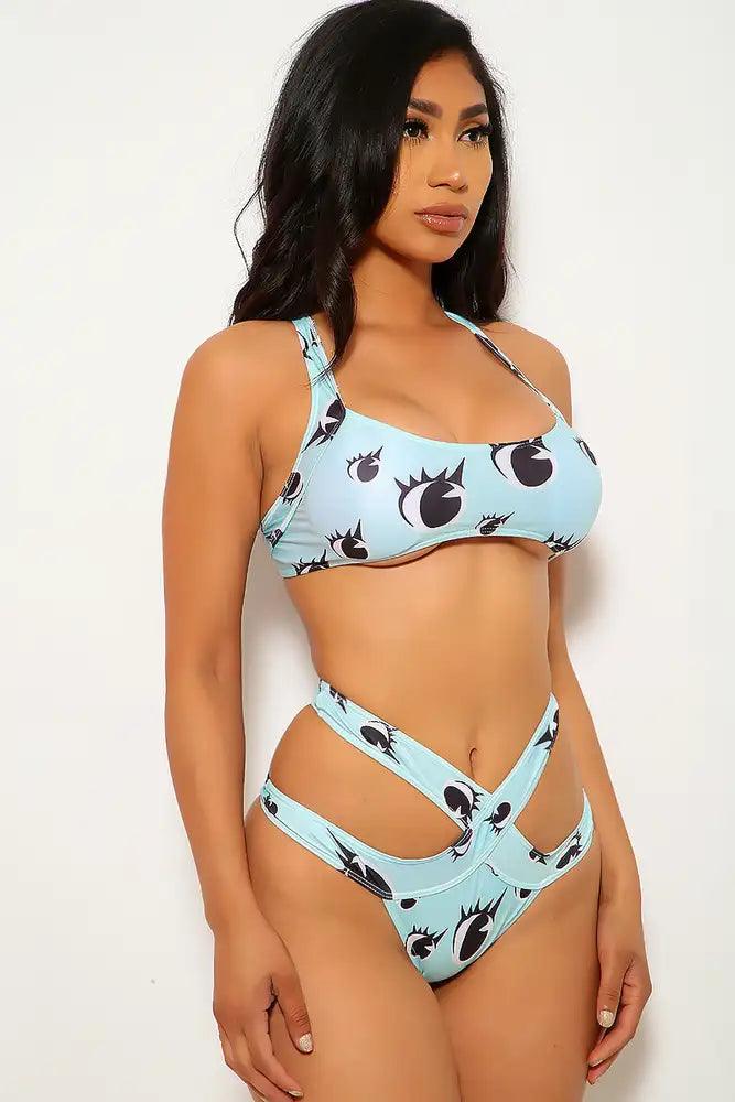 Mint Black Strappy Two Piece Swimsuit Areous