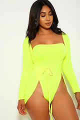 Neon Lime High Leg Two Piece Swimsuit Areous