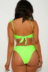 Neon Lime Tie Knot Two Piece Swimsuit Areous