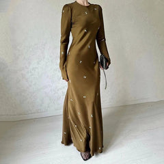 long-sleeved belt slimming hip dress