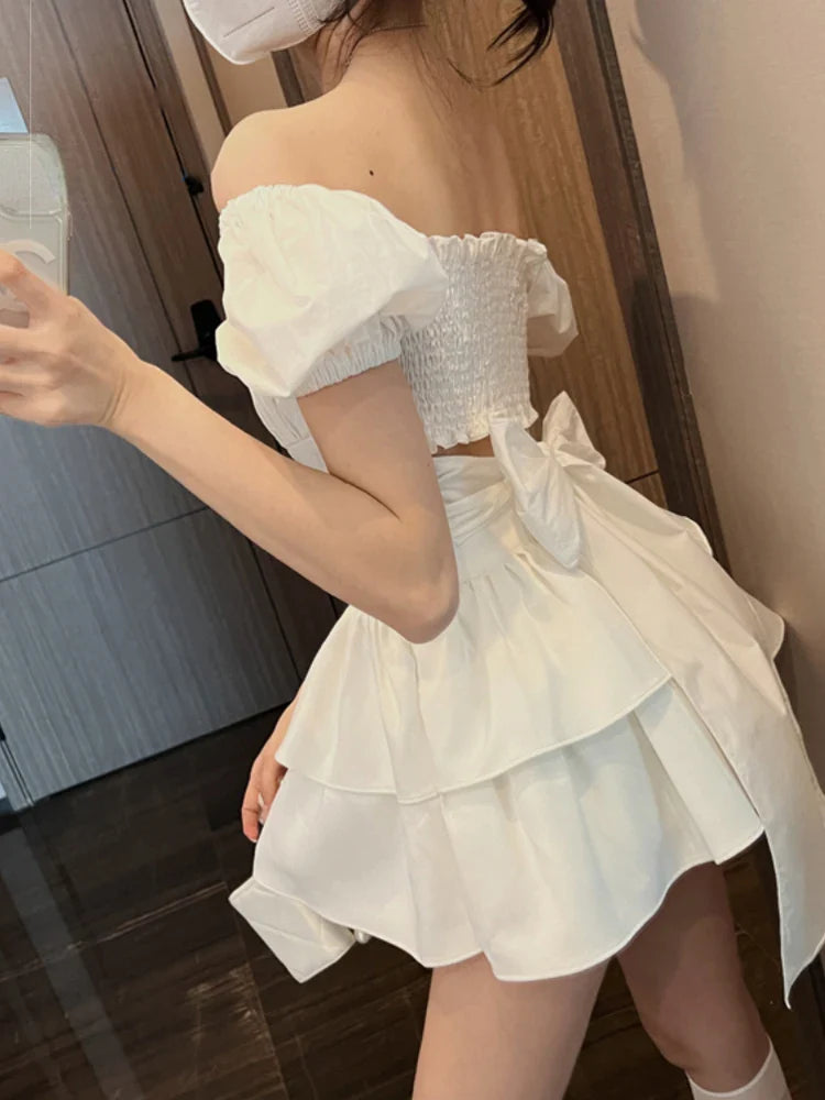 White Sexy Backless Mini Dress