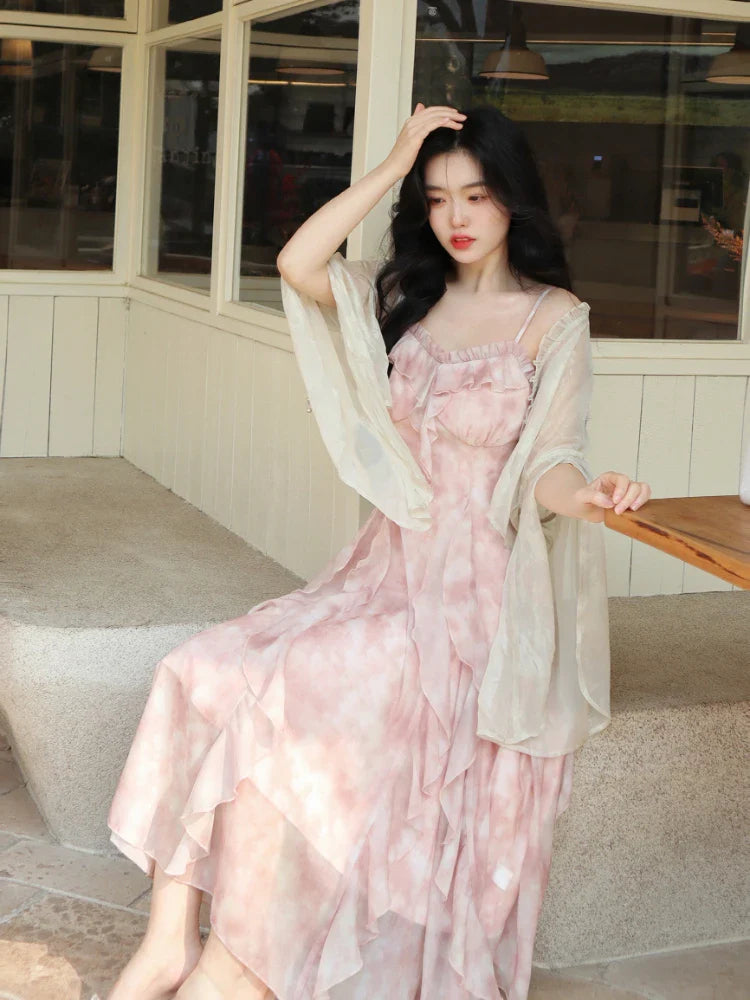 Chiffon Elegant Evening Midi Dress