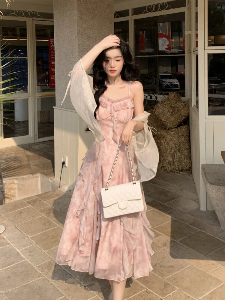 Chiffon Elegant Evening Midi Dress