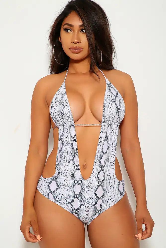 Snake Print Halter Monokini Areous