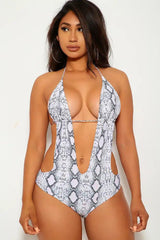 Snake Print Halter Monokini Areous