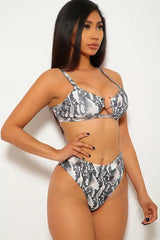 Snake Print Padded Two Piece Swimsuit Areous