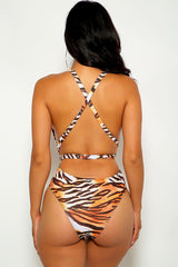 Tiger Print O-Ring Accent Monokini Areous