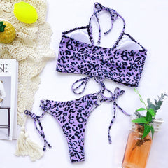 Two Piece Print Strings Swimwear Areous