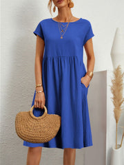 Solid Color A-Line Midi Dress