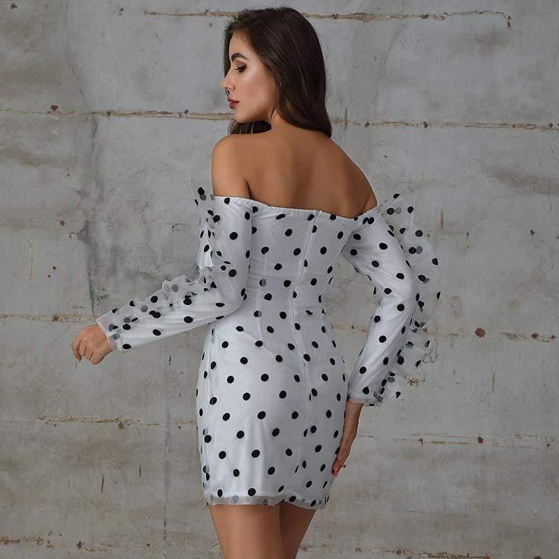 Chiffon Dot Mini  Casual Dress