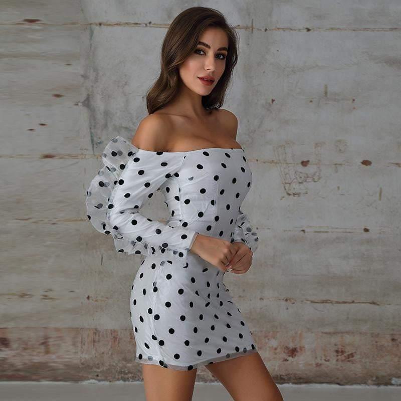 Chiffon Dot Mini  Casual Dress