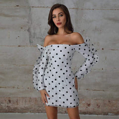 Chiffon Dot Mini  Casual Dress