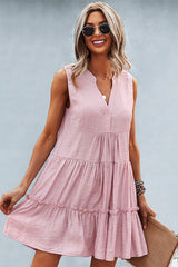 Solid Color V Neck Sleeveless Mini Dress