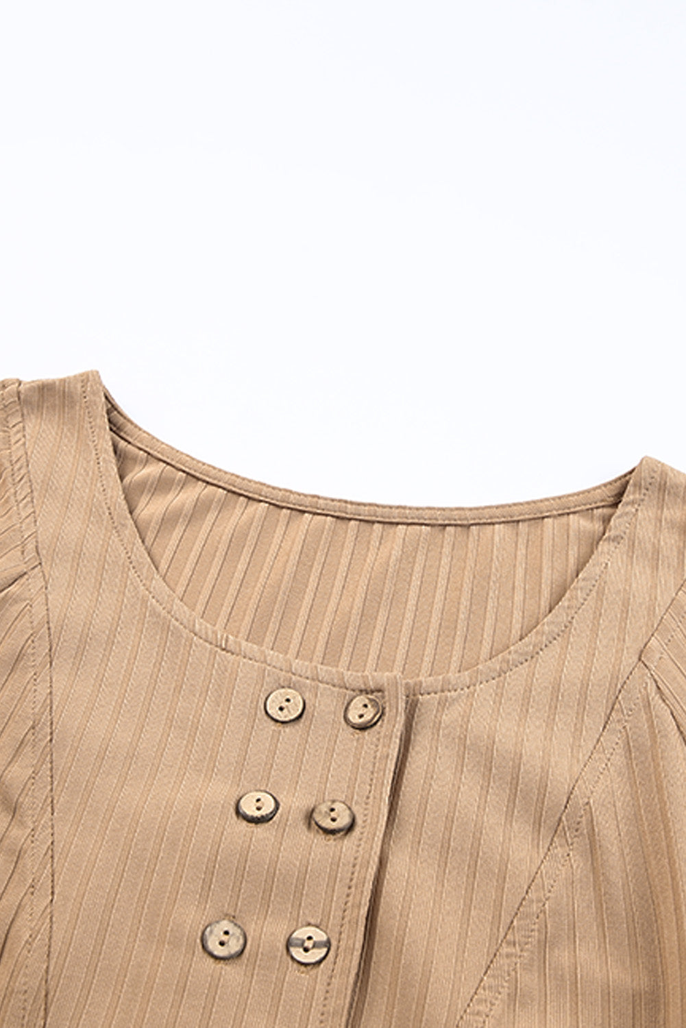 Khaki Double Breasted Half Buttoned Long Sleeve Bodysuit