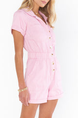 Pocketed Button Down Denim Romper