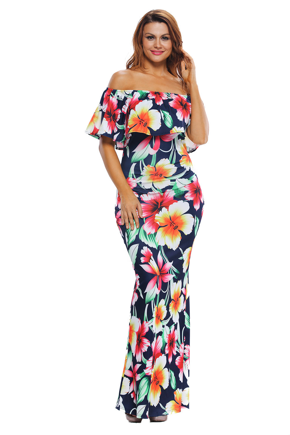 Print Off-The-Shoulder Maxi Dress