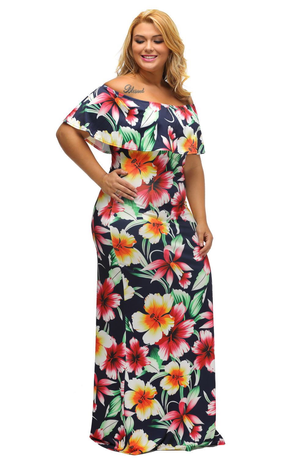 Print Off-The-Shoulder Maxi Dress