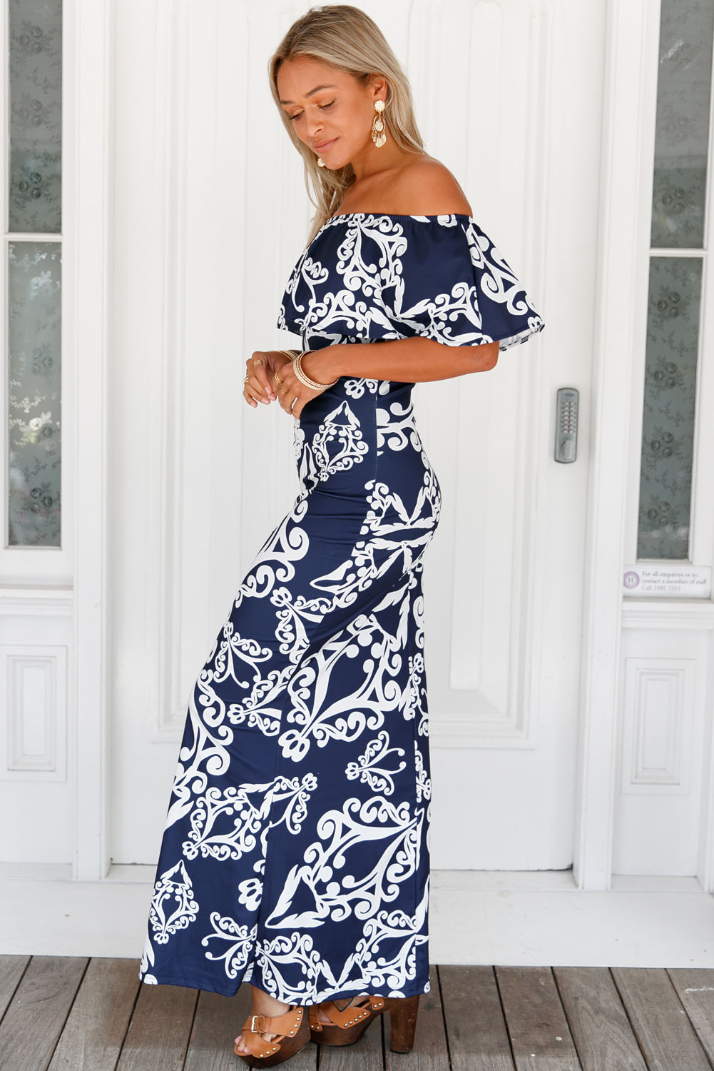 Print Off-The-Shoulder Maxi Dress