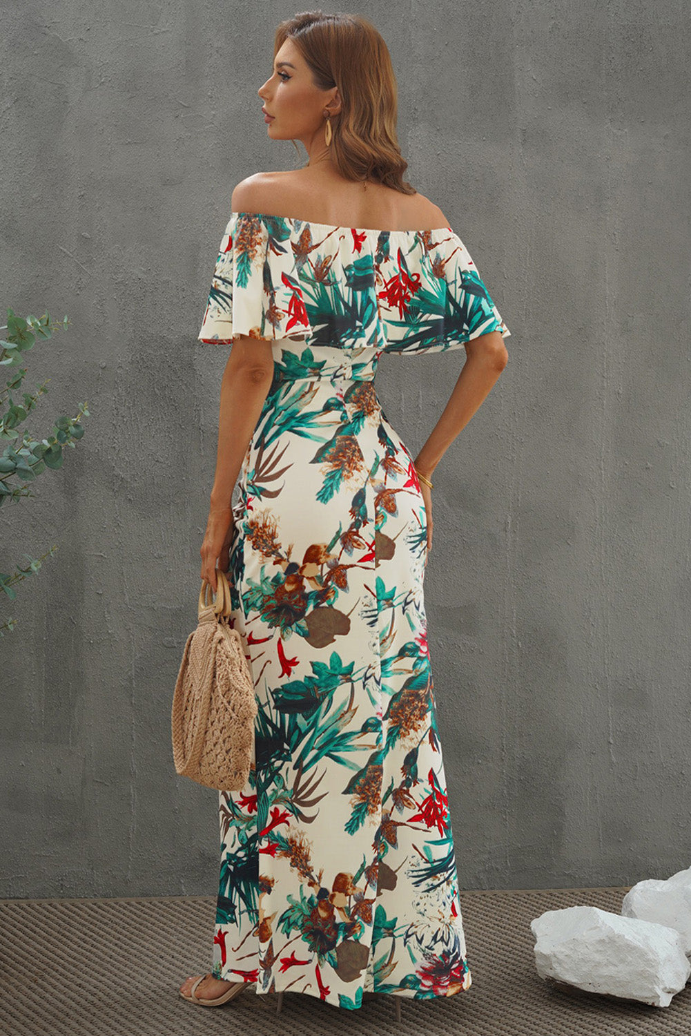 Print Off-The-Shoulder Maxi Dress