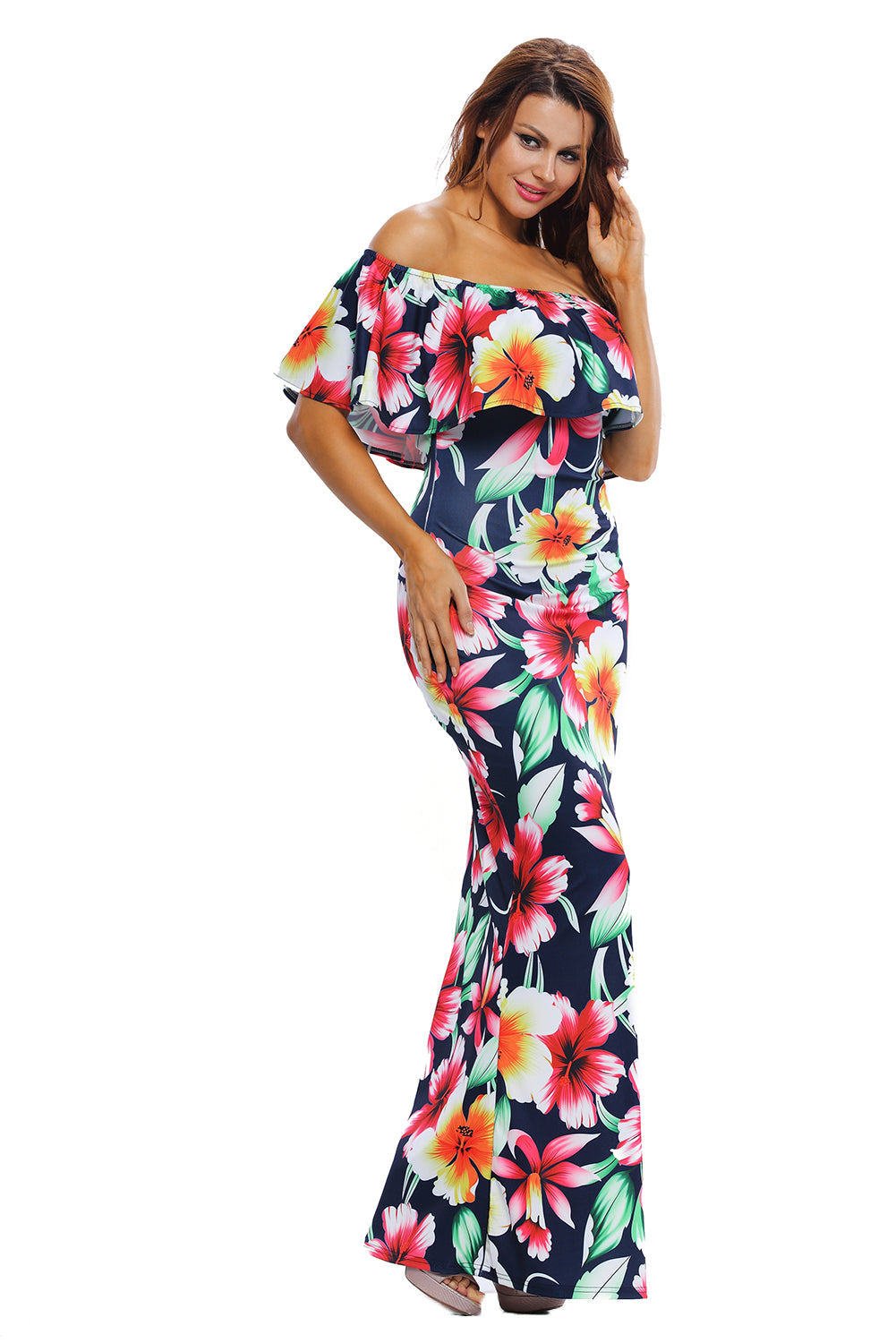 Print Off-The-Shoulder Maxi Dress