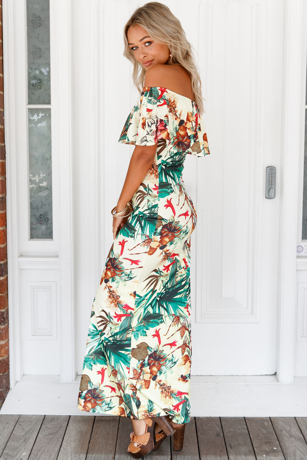 Print Off-The-Shoulder Maxi Dress