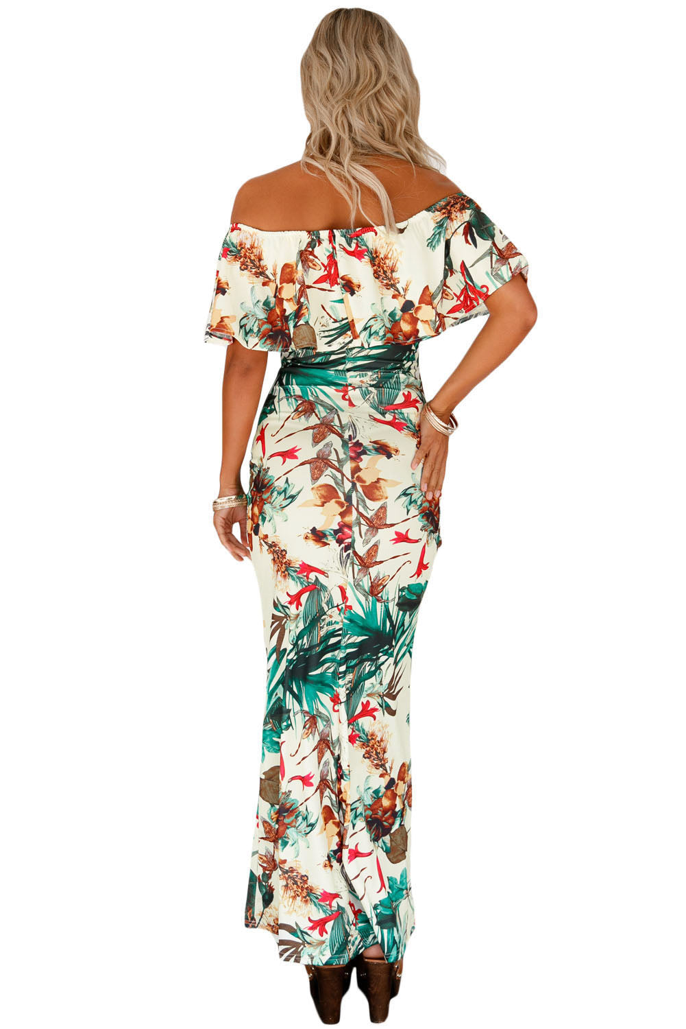 Print Off-The-Shoulder Maxi Dress