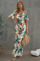 Print Off-The-Shoulder Maxi Dress