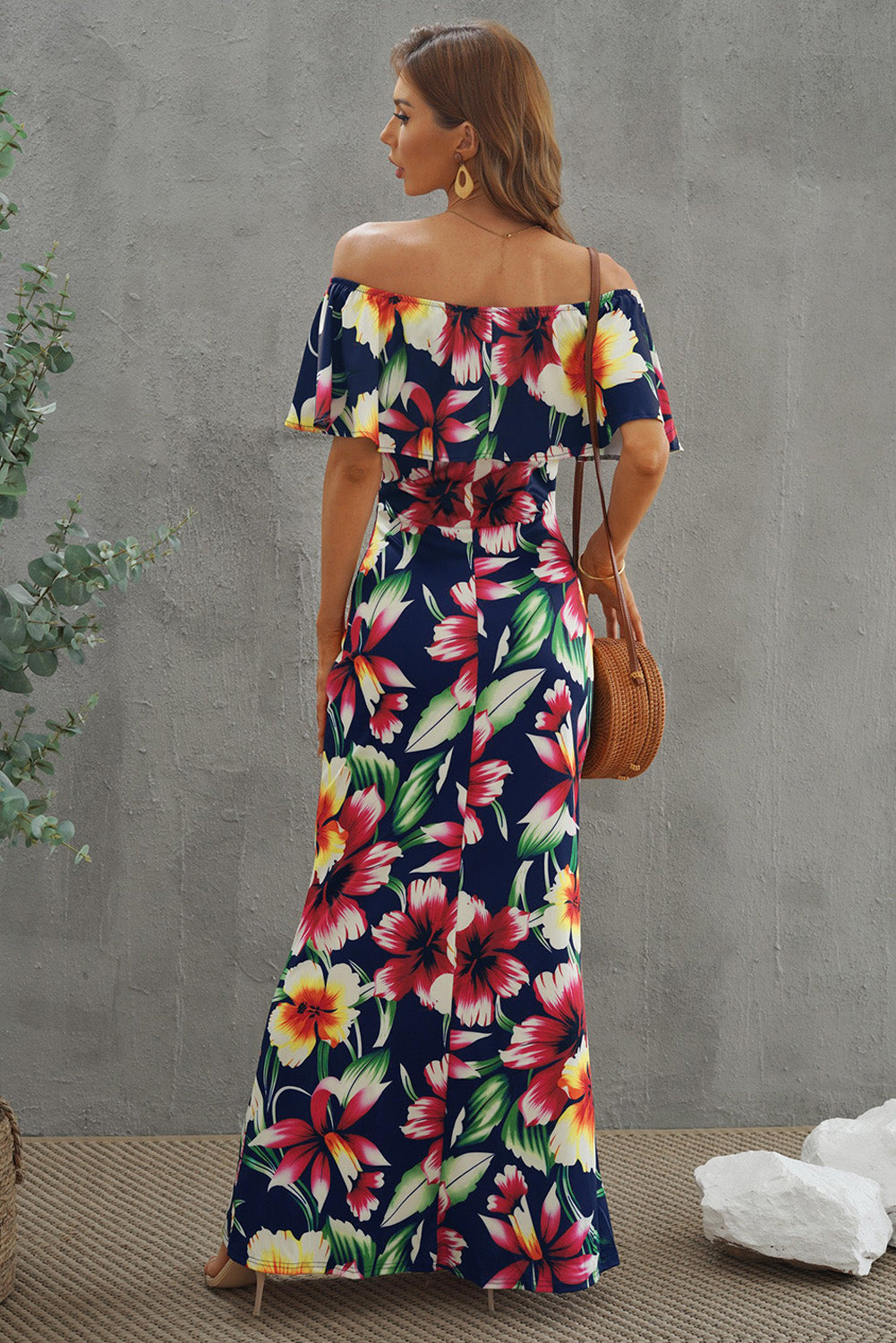 Print Off-The-Shoulder Maxi Dress