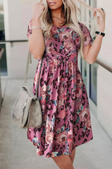 Print Short Sleeve A-line Dress