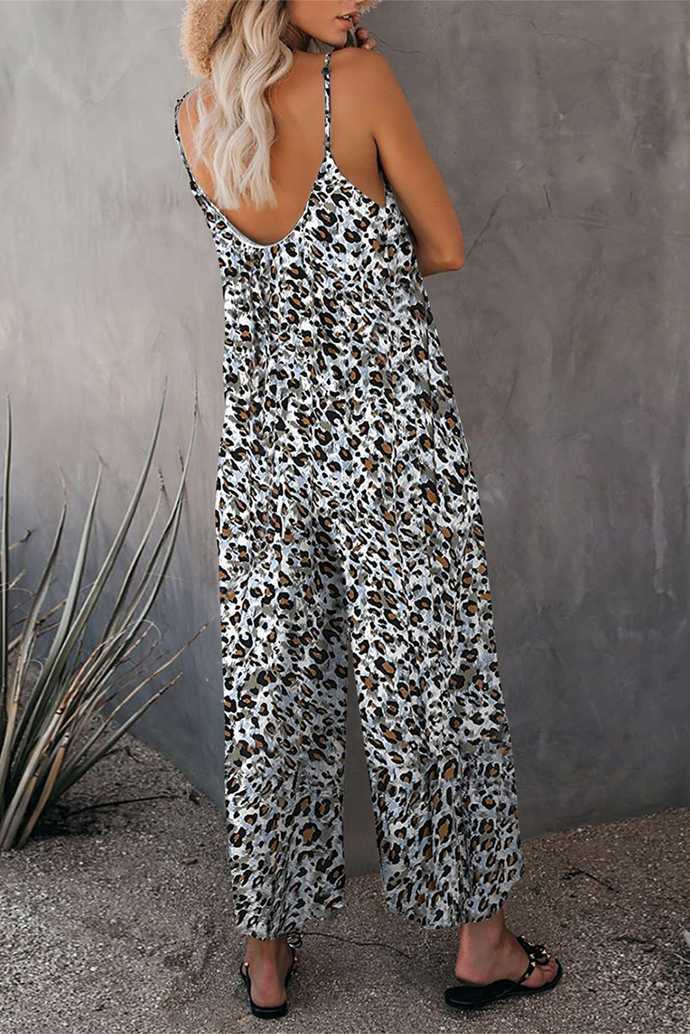 Print Spaghetti Strap Wide Leg Jumpsuit