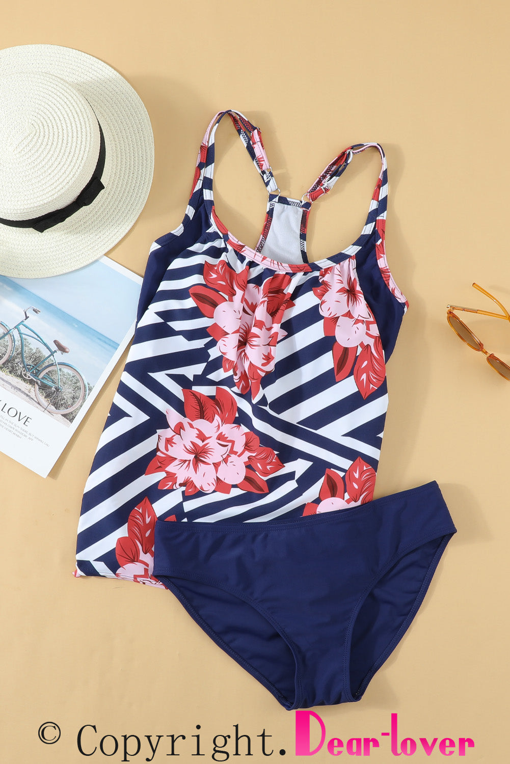 Printed Lined Tankini Swimsuit